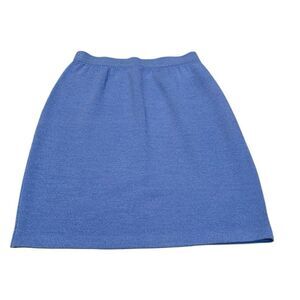 St. John Basics Women's Santana Knit Skirt Sz 6 Elastic Waist Above Knees Blue